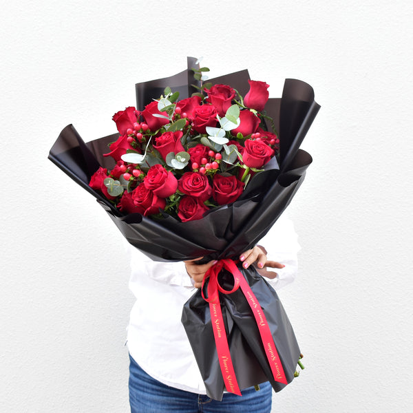 Love is.. Bouquet | Red Rose & Eucalyptus Bouquet | Flower Station