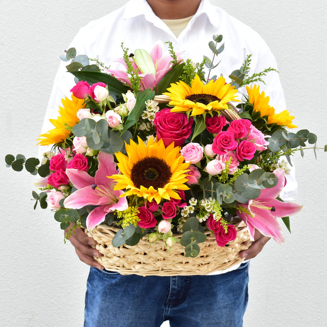 Pink Meadow - Flower Basket